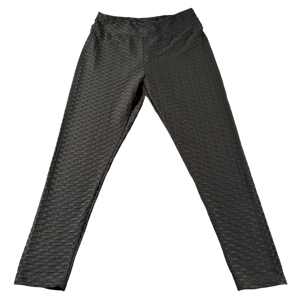 Jolie & Joy‎ Honeycomb Textured Leggings Black XL High Rise Stretch 902